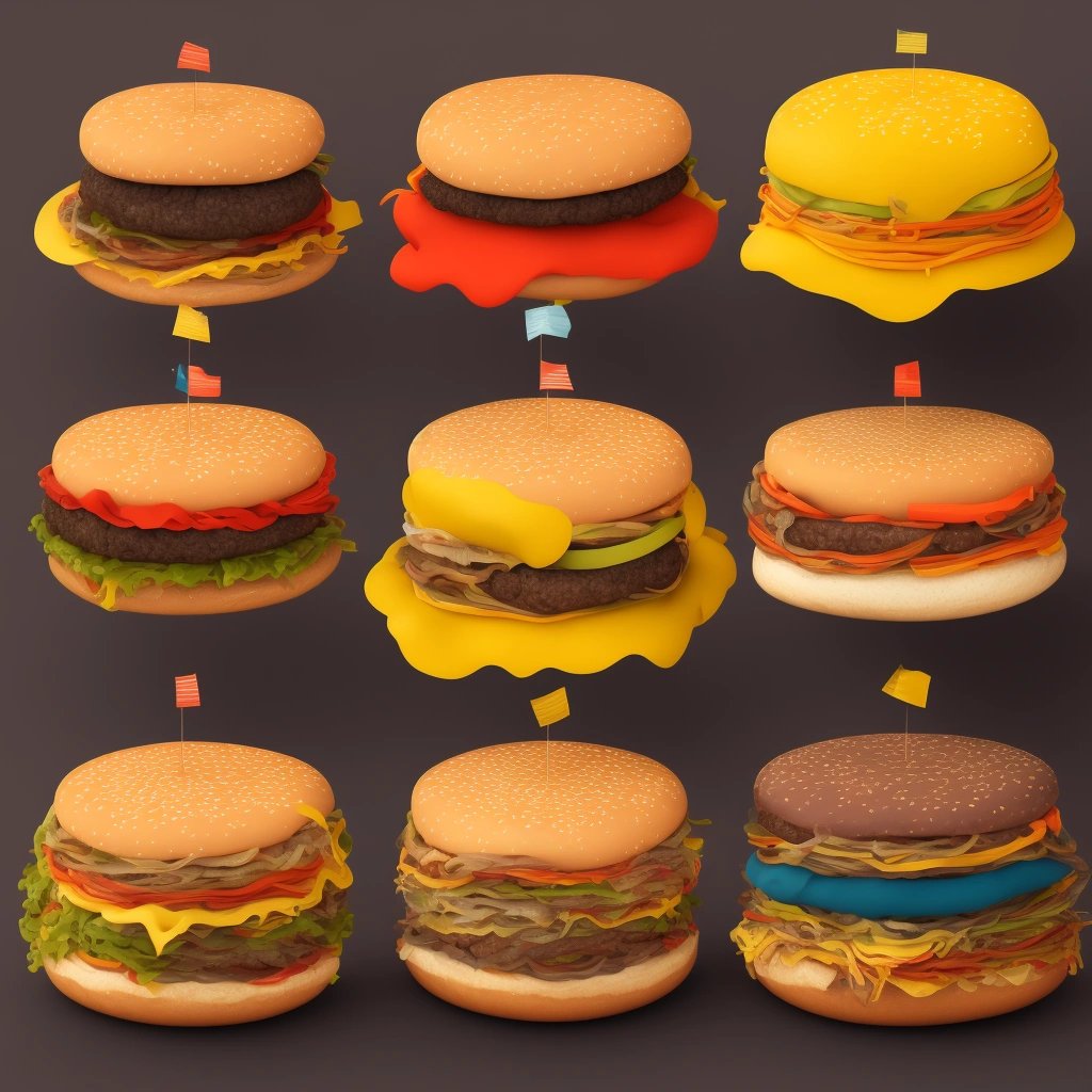Display of different cheeseburger hats