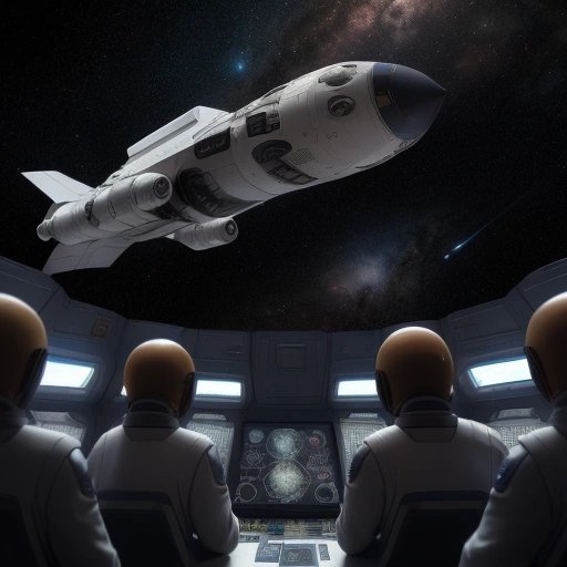 No-nonsense space ship captain surrounded by awe-struck crew