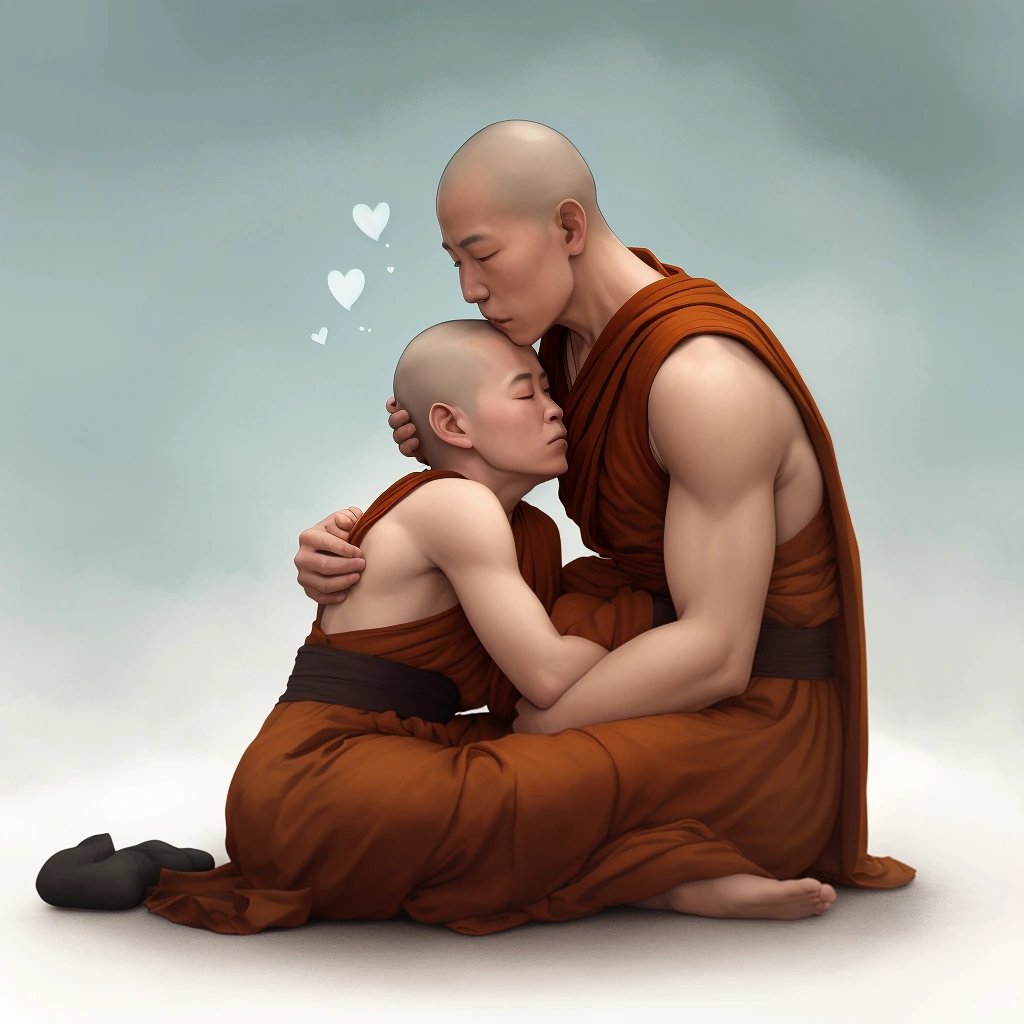 Monks embracing