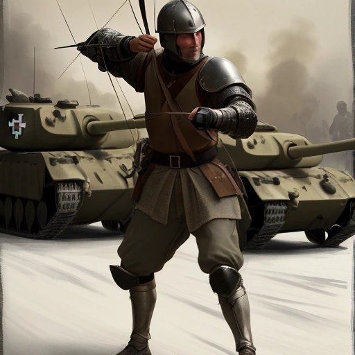 Medieval soldier vs Nazi tank