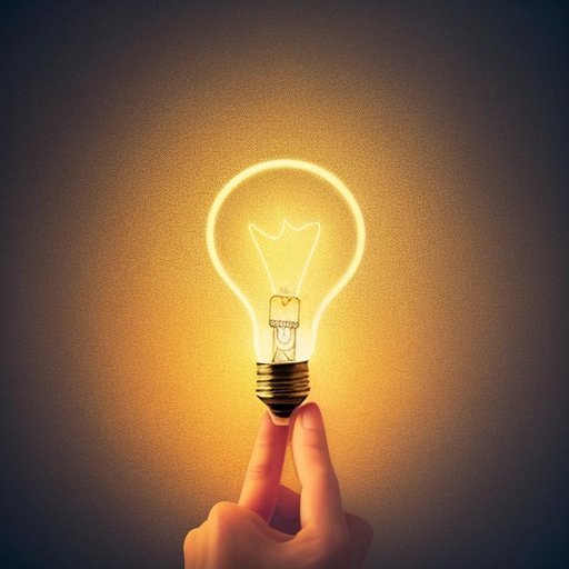 Person with a lightbulb and thought bubbles