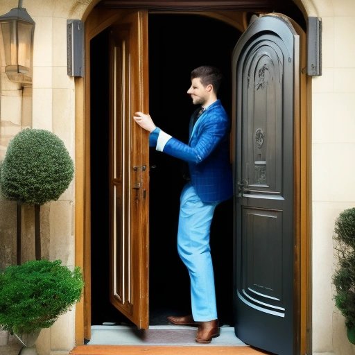 Man holding open a door for a woman