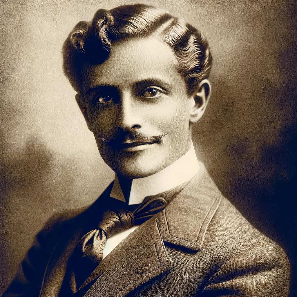 A portrait of Santos Dumont, rival flyer.
