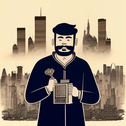 Man holding misunderstanding trophy in front of Mecca