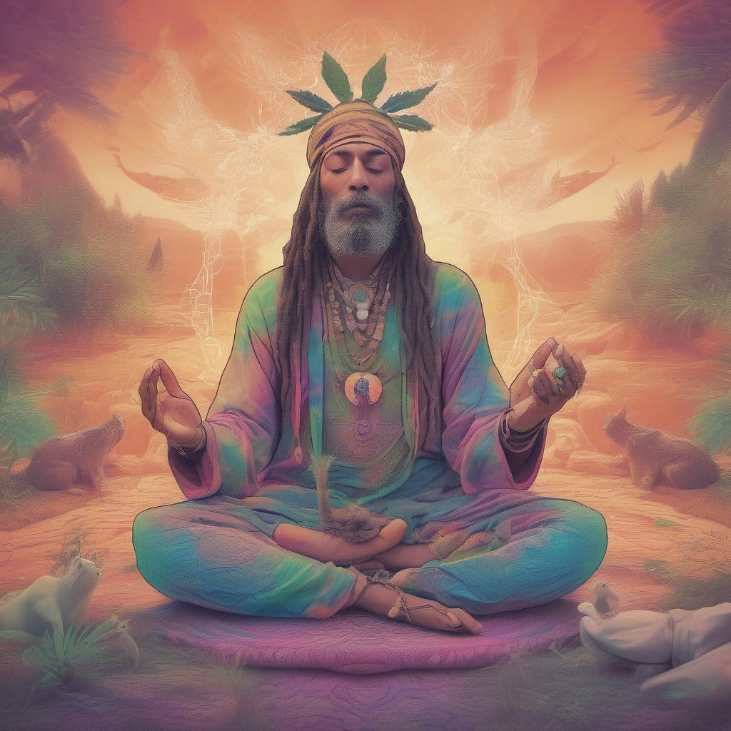 A Tech Cannabis Shaman narrating a story about mindful coding practices.