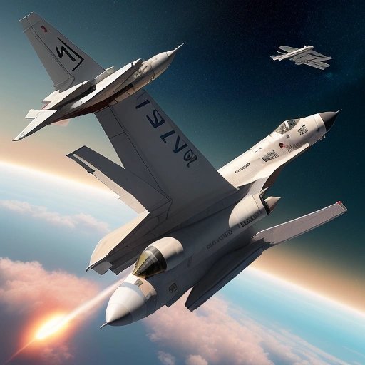 US military fighter jet chasing a space shuttle with money bags