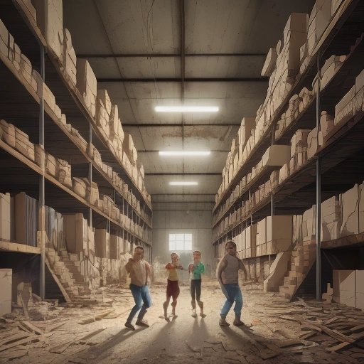People exploring an abandoned warehouse