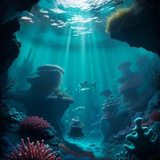 Larry and the Fin-tastic Four navigating through underwater caves