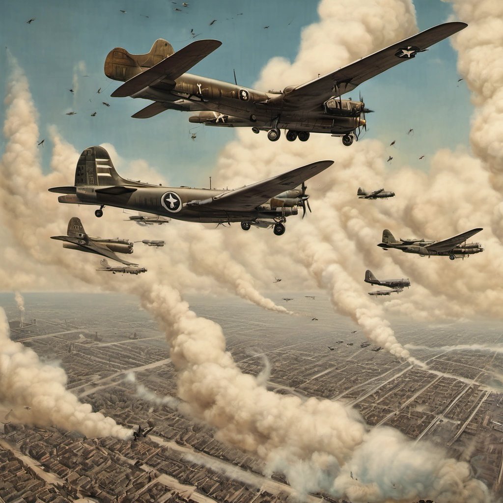 US bombers dropping carpets on Berlin