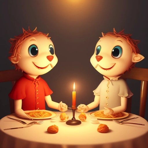 Polkamon creatures on a romantic date