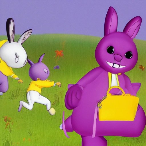 The Rabbits stealing Tinky Winky's handbag