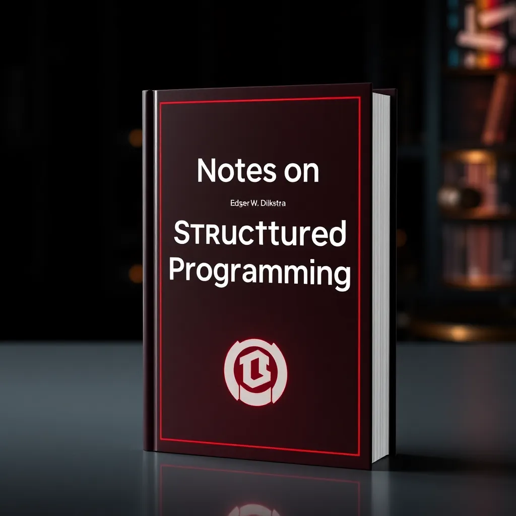 Edsger W. Dijkstra's book 'Notes on Structured Programming' with a Rust logo, futuristic book cover design