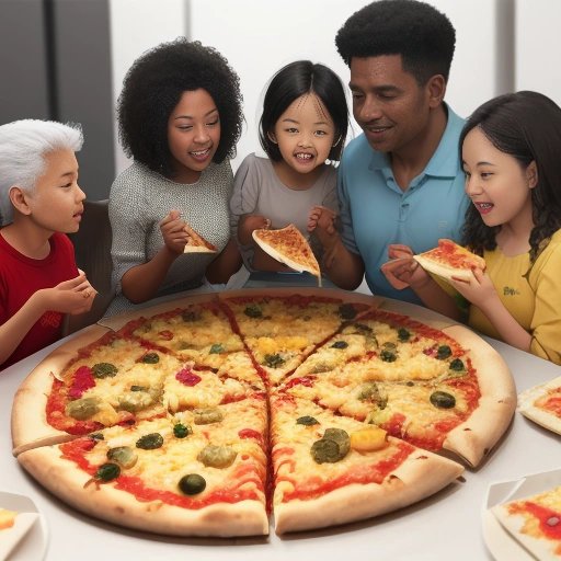 Diverse group of people enjoying pineapple pizzas