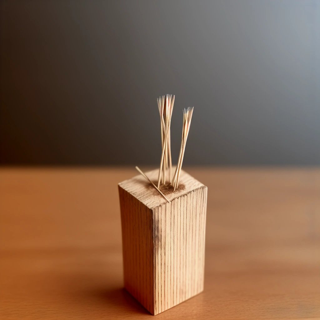 Toothpick standing upright
