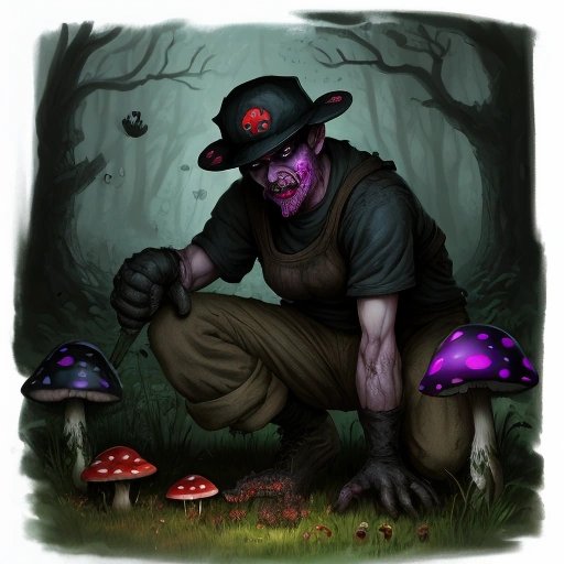 Forager picking poisonous mushrooms