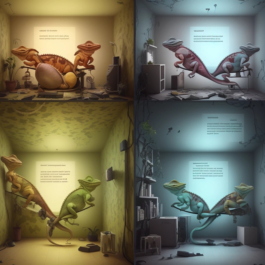 Chameleon in HTML/CSS and Python themed rooms
