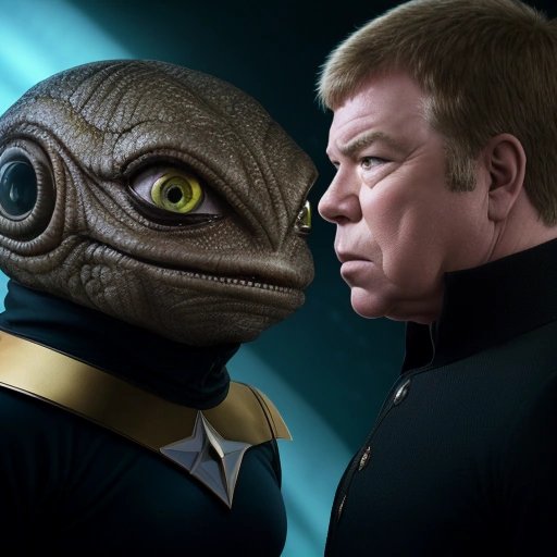 Captain Shatner facing off against alien