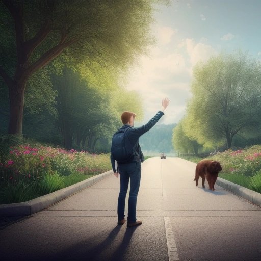 Person waving goodbye to their pet as they leave for college