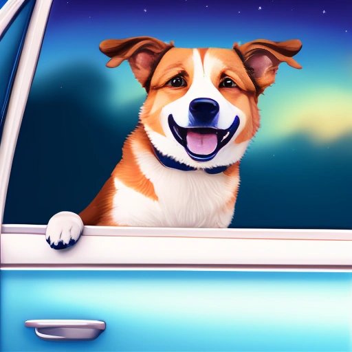 Dog with his head out of a car window