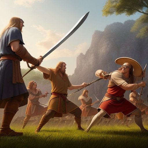 Groo teaching sword fighting