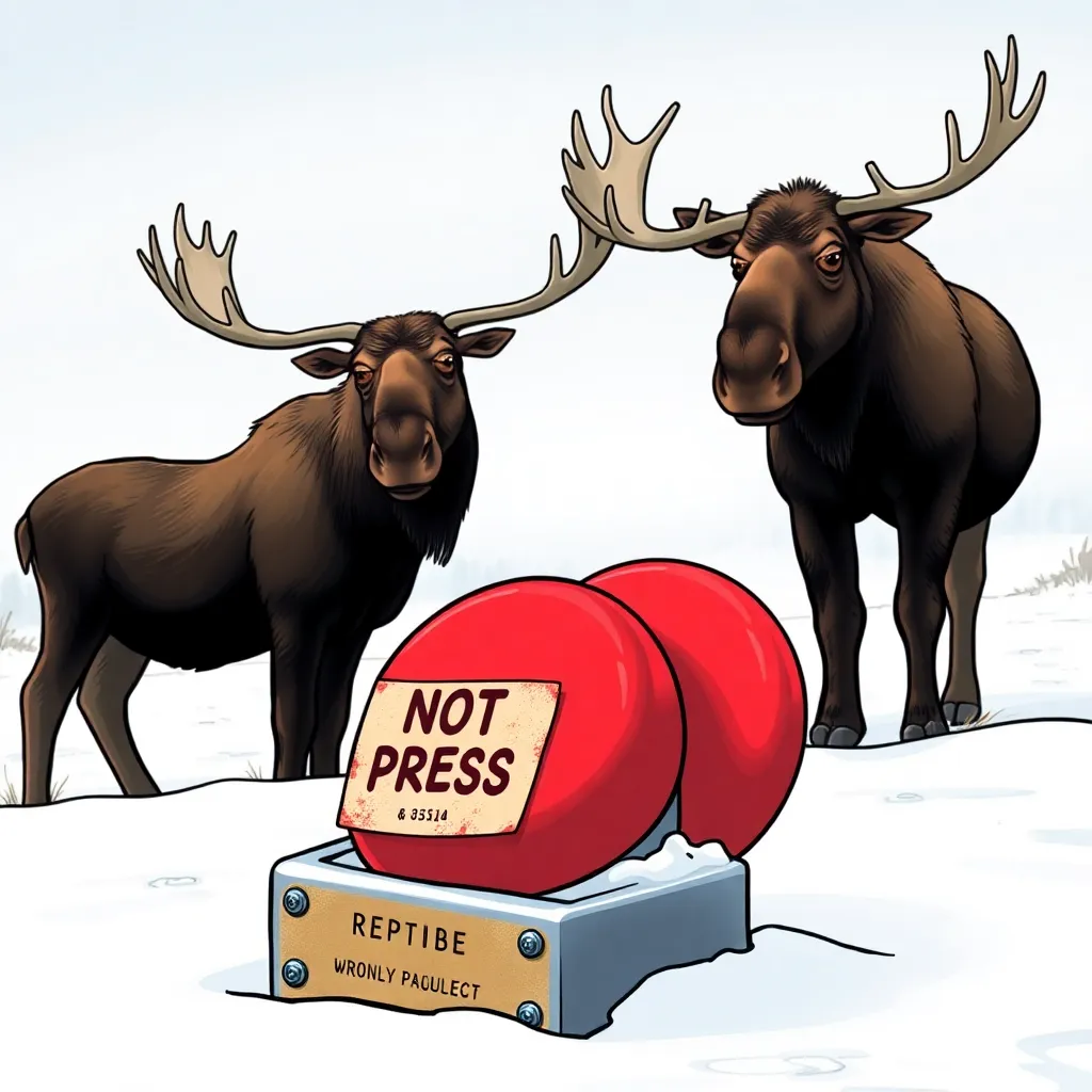 Confused moose “nowhere near the button”