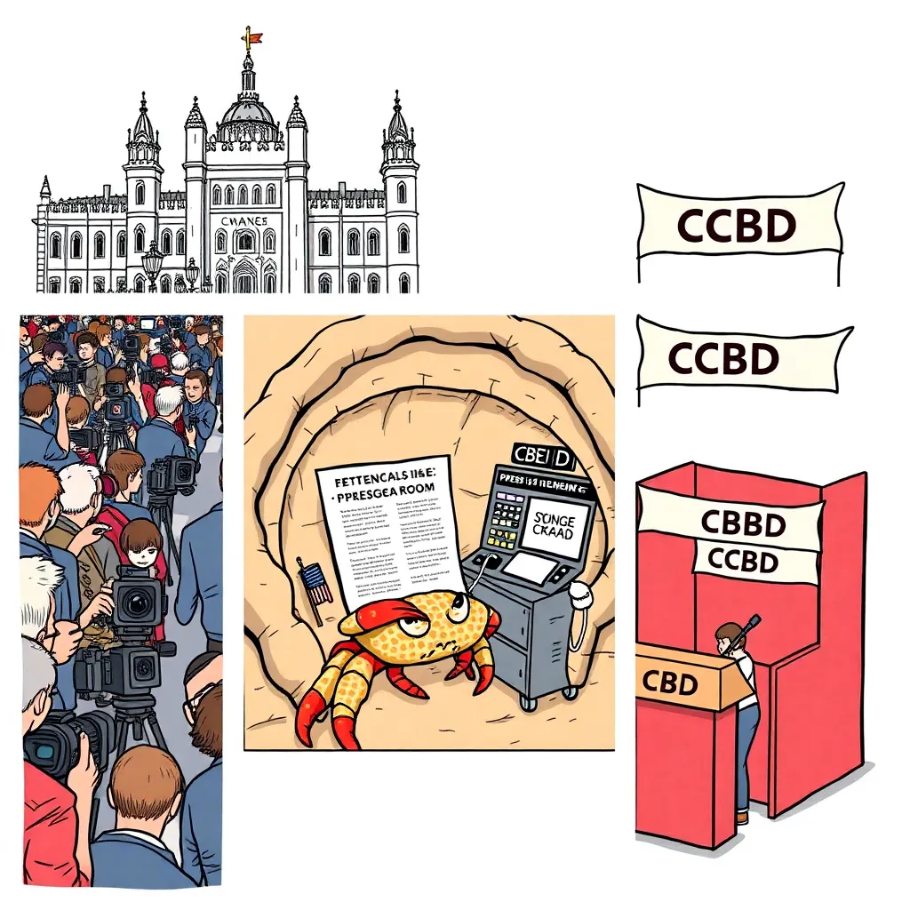 Press conference held simultaneously in Westminster, a barnacle, and a shoebox