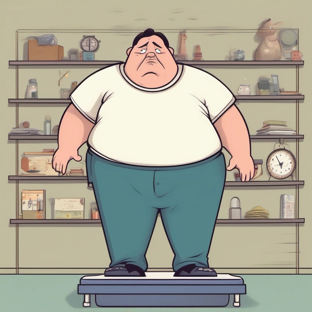 Overweight Man on a Scale