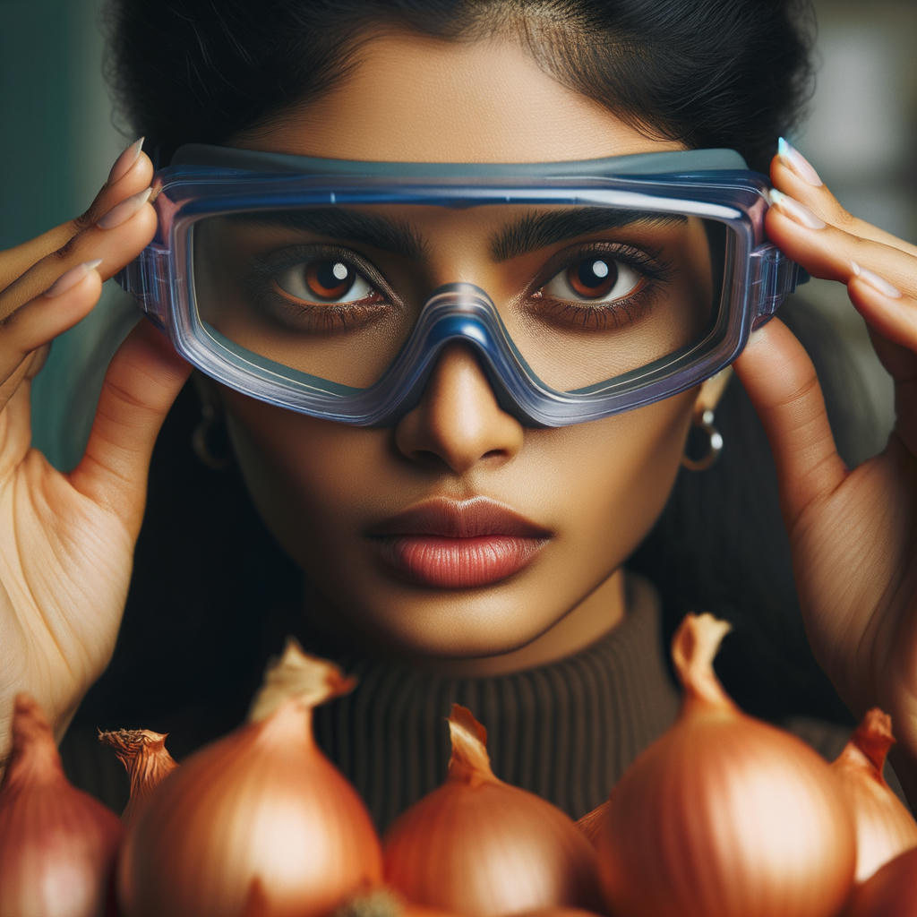 Competitor wearing onion goggles