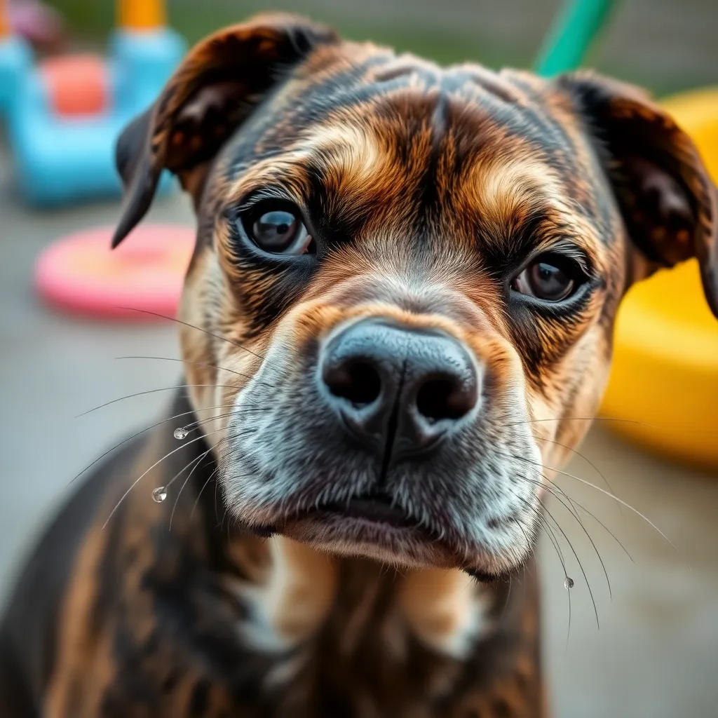 Dog appears damp and offended