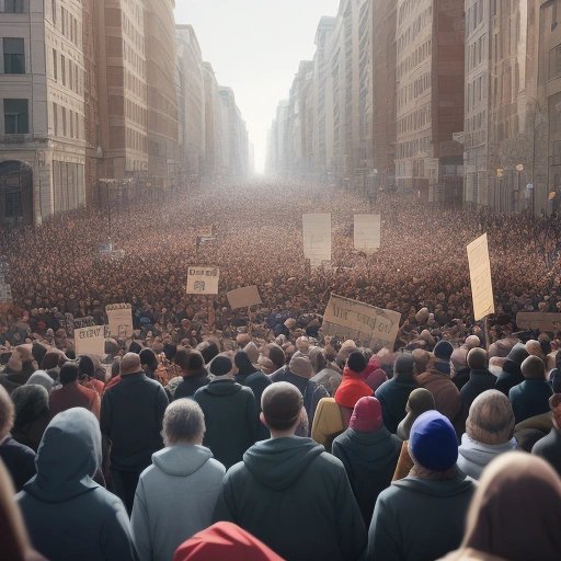 Marching through the streets with signs and the homeless man leading the way
