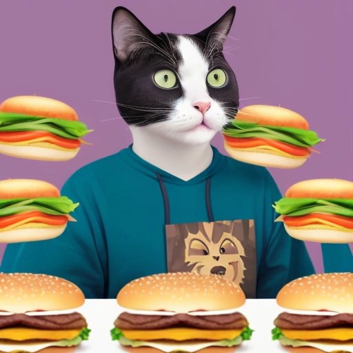 Person captivated by cat memes and cheeseburgers