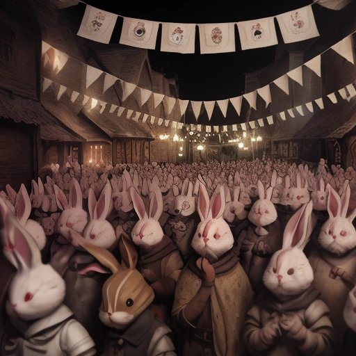 Villagers celebrating the defeat of the Rabbit of Caerbannog
