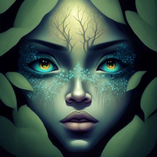 Floresta noturna com olhos brilhantes