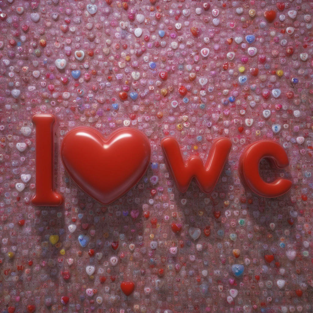 a person signing 'love' in sign language, with a heart-shaped background, highly detailed, 4k, cinematic lighting, concept art by Takashi Murakami and Yayoi Kusama