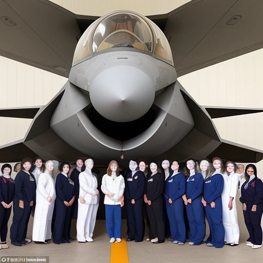 Doctors and nurses gathered around a fighter jet in a hospital