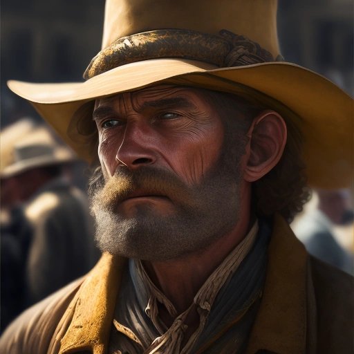 Man waiting in line during the California Gold Rush