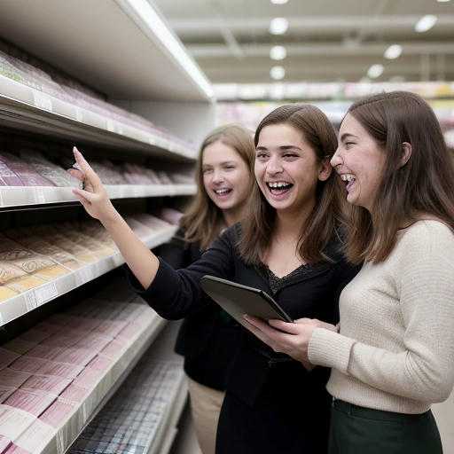 A group of young women shopping in Marks & Spencer