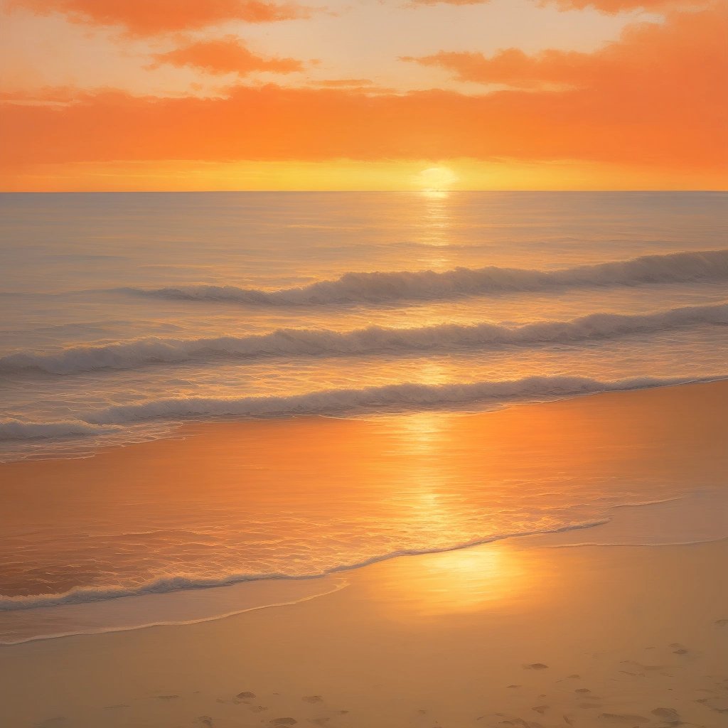 Emma's painting of a sunset beach scene