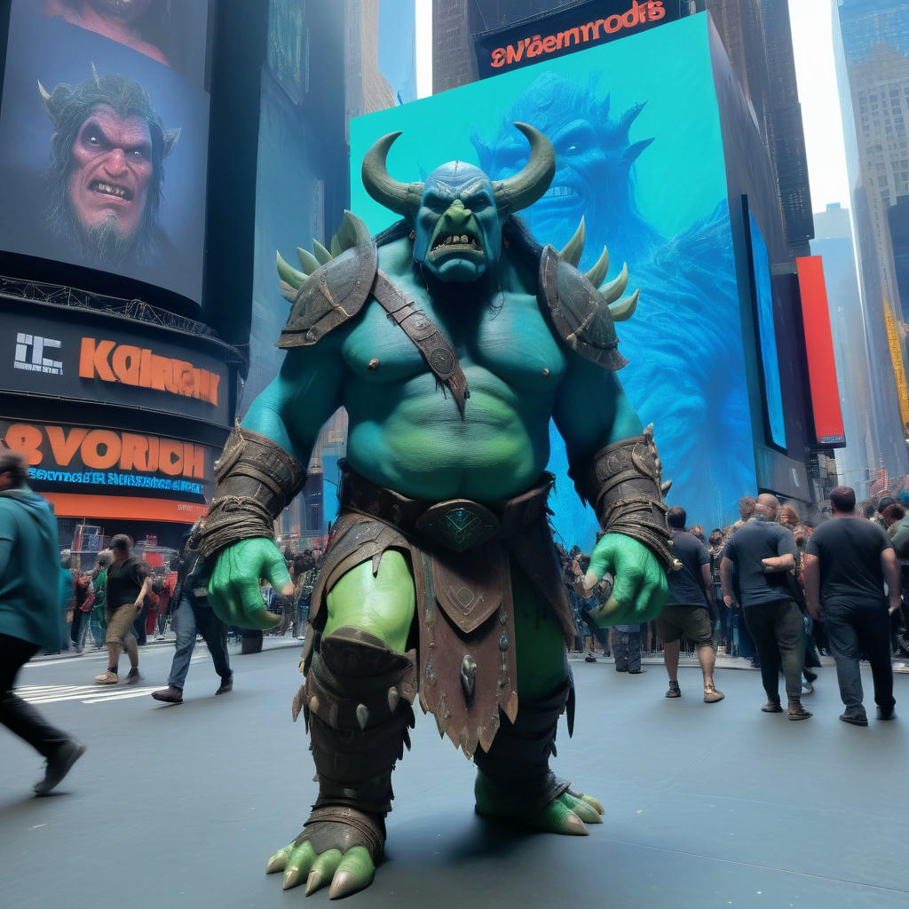 Orc emerging from the portal in Times Square.