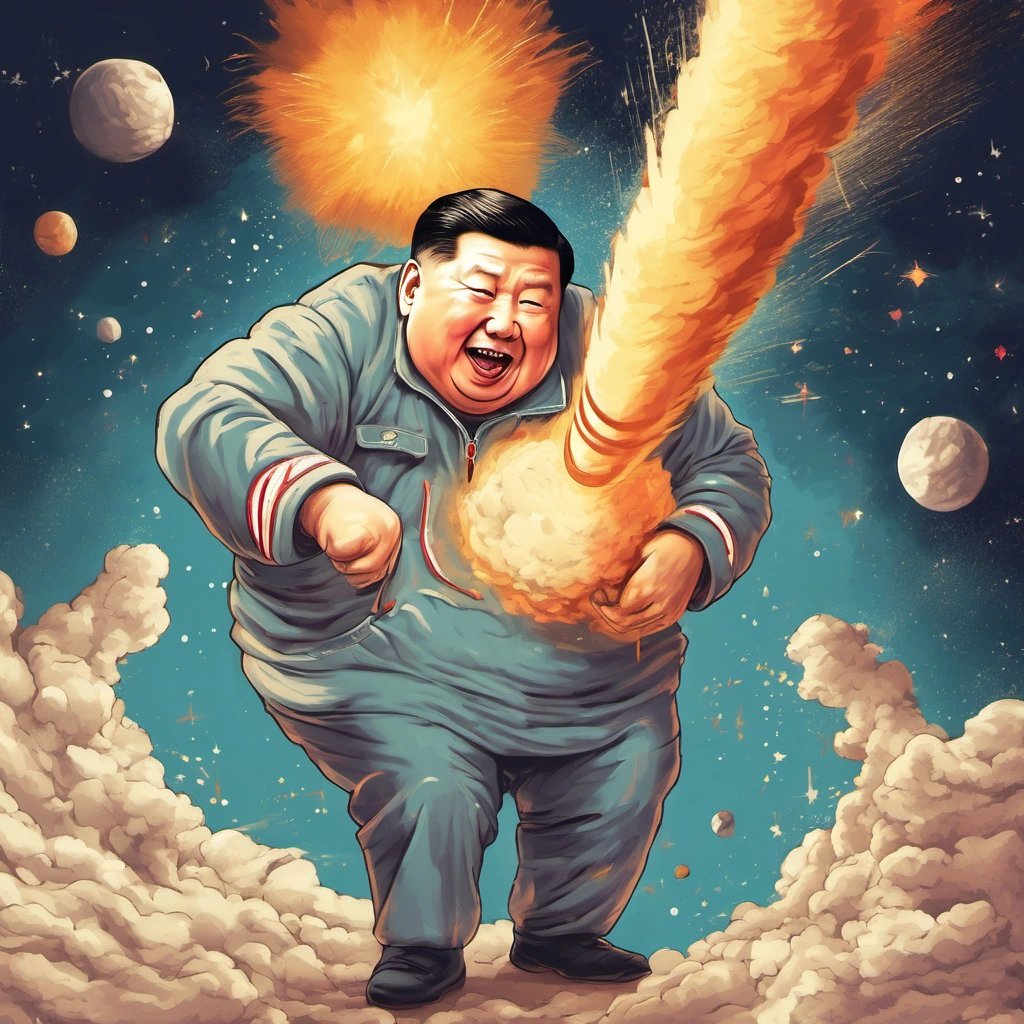 Xi Jinping's fart propelling a rocket to the moon
