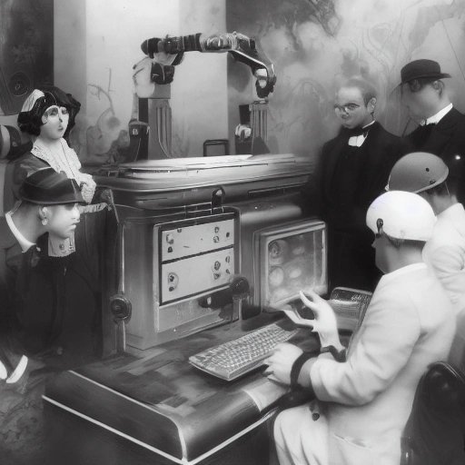 Robot typing on a computer
