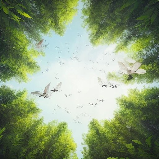 Group of mosquitoes flying