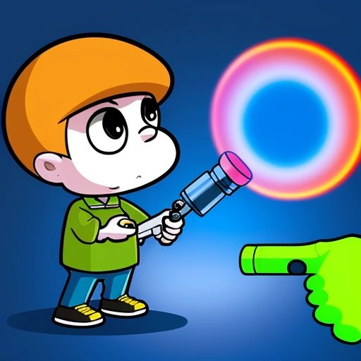 Magnifying glass examining a toy gun