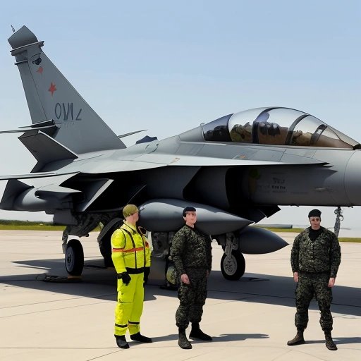 Emergency response team scratching their heads at the fighter jet