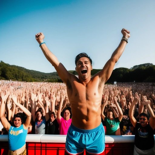 Person with arms raised in victory
