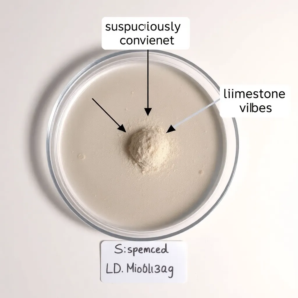 Microscope view: “slightly limestone-ish” sand grain