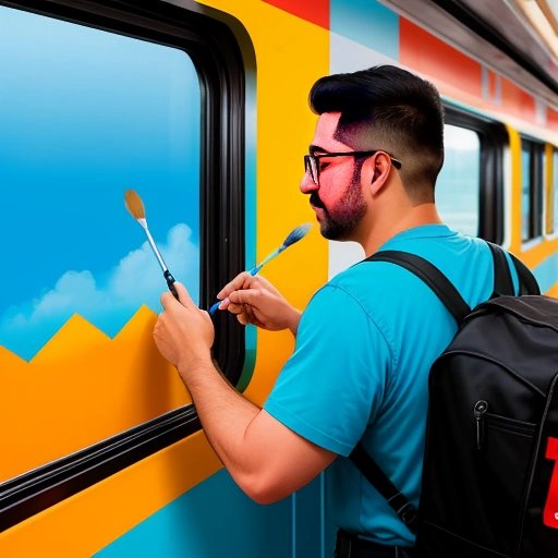Corporate president painting railway television