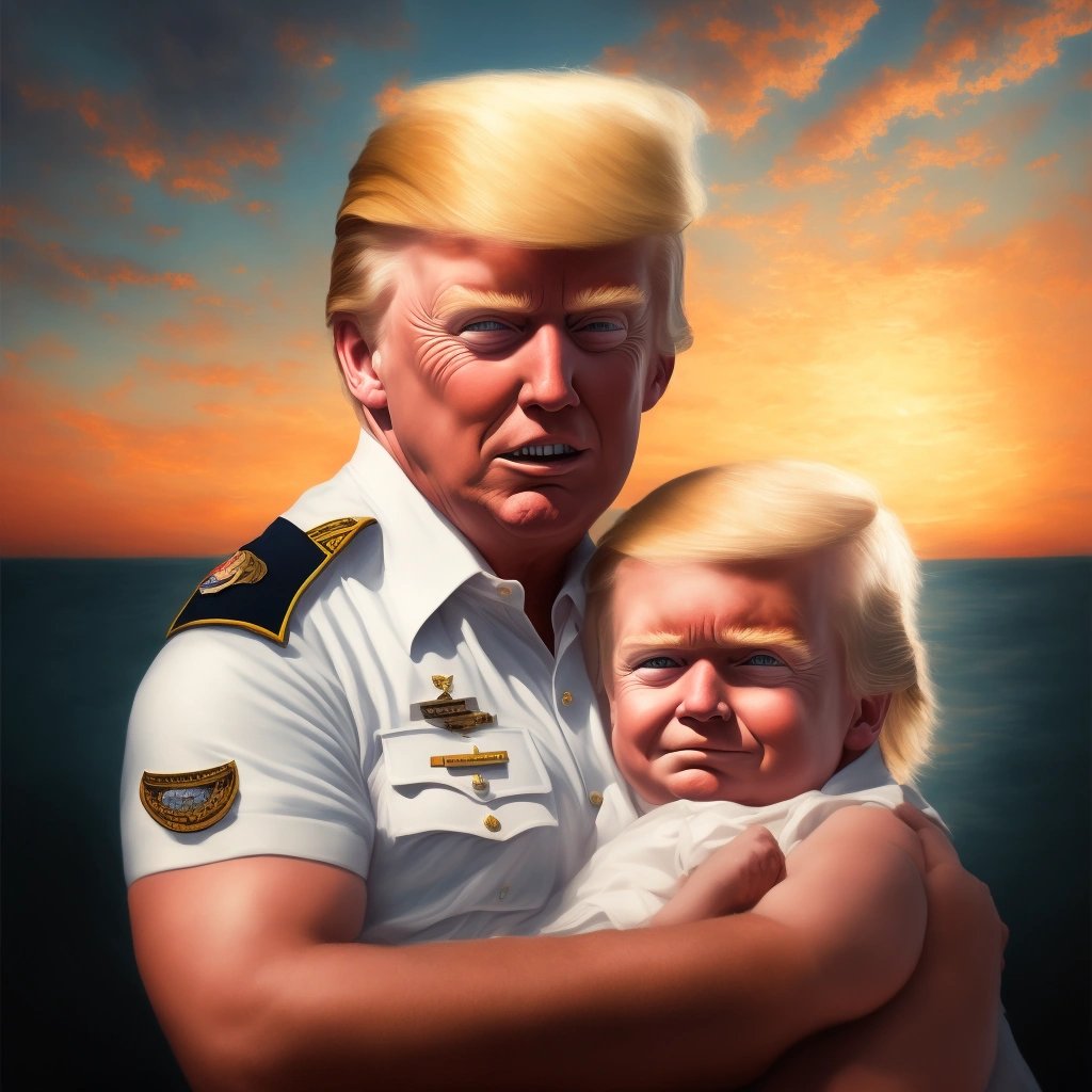 Baby Donald Trump with Capt. Stockdale