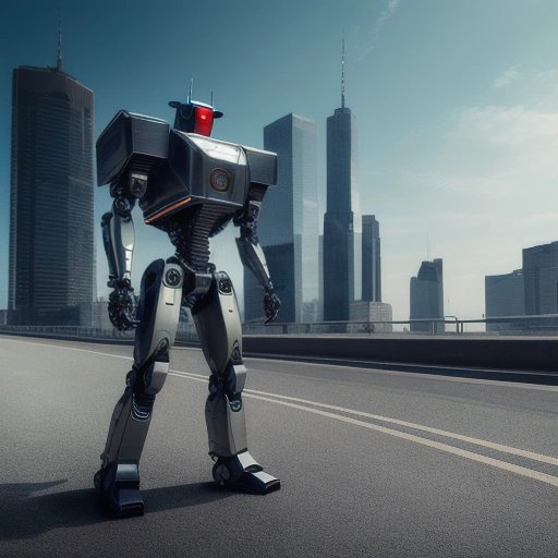 Robot holding a briefcase, money with wings, and a graph going down