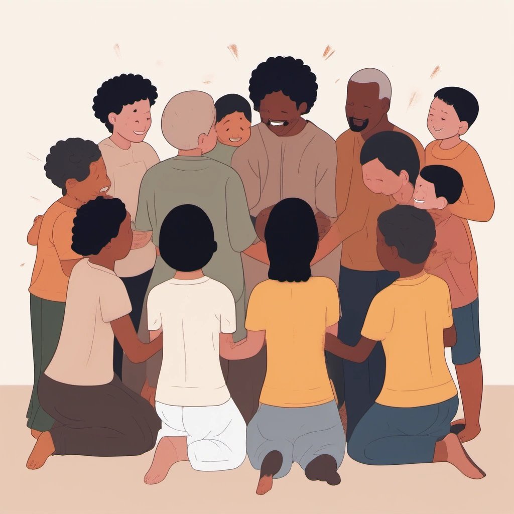 People kneeling together in unity